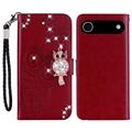 iPhone Air Owl Rhinestone Wallet Case - Red