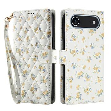 iPhone Air Rhombic Floral Wallet Case - Yellow Flowers