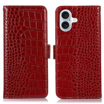 iPhone 17 Crocodile Series Wallet Leather Case with RFID - Red