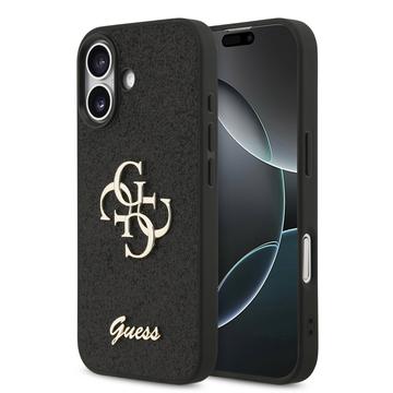 iPhone 17 Guess Fixed Glitter 4G Metal Logo Case - Black