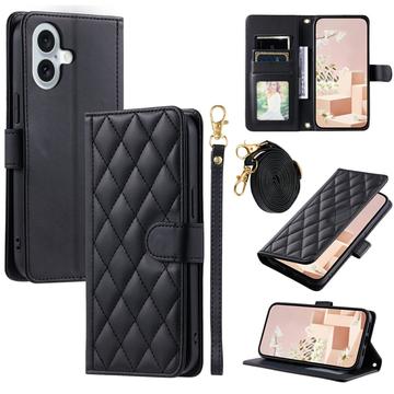 iPhone 17 Luxury Quilted Wallet Case - Black