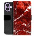 iPhone 17 Premium Wallet Case - Red Marble