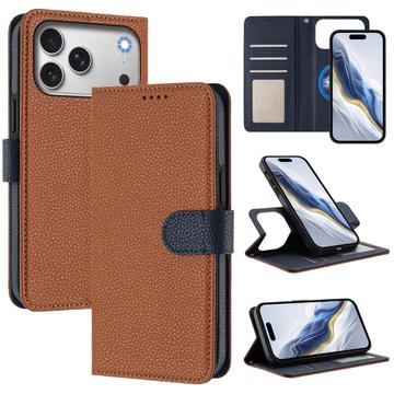 iPhone 17 Pro Detachable Wallet Case with MagSafe, RFID Protection & Hand Strap - Brown / Blue