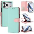 iPhone 17 Pro Detachable Wallet Case with MagSafe, RFID Protection & Hand Strap - Mint / Pink