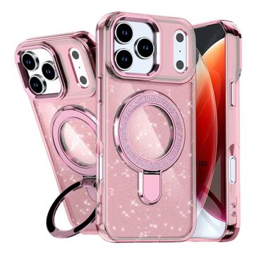iPhone 17 Pro Glitter Hybrid Case with Kickstand - MagSafe Compatible - Pink