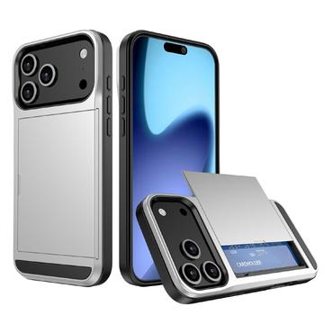 iPhone 17 Pro Hybrid Case with Sliding Card Slot - Silver