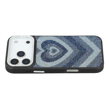 iPhone 17 Pro Jaucase Heart Pattern Magnetic Hybrid Case - Black