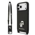 iPhone 17 Pro Karl Lagerfeld Saffiano Crossbody Metal Karl & Choupette Case - Black