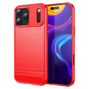 iPhone 17 Pro Max Brushed TPU Case - Carbon Fiber - Red