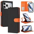 iPhone 17 Pro Max Detachable Wallet Case with MagSafe, RFID Protection & Hand Strap - Black / Orange