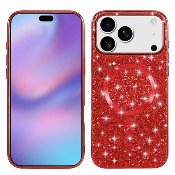 iPhone 17 Pro Max Electroplated Glitter Case - MagSafe Compatible - Red