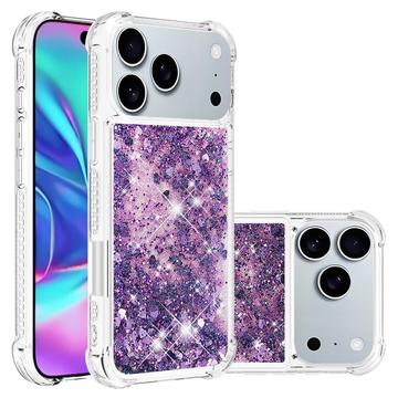 iPhone 17 Pro Max Glitter Quicksand TPU Case - Purple Hearts