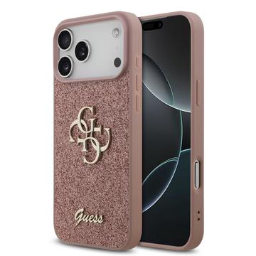 iPhone 17 Pro Max Guess Fixed Glitter 4G Metal Logo Case - Pink