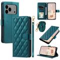 iPhone 17 Pro Max Luxury Quilted Wallet Case - Green