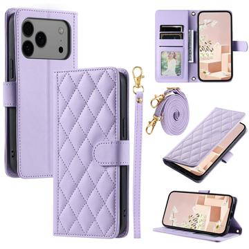 iPhone 17 Pro Max Luxury Quilted Wallet Case - Purple