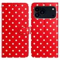 iPhone 17 Pro Max Polka Dot Pattern Wallet Case - Red