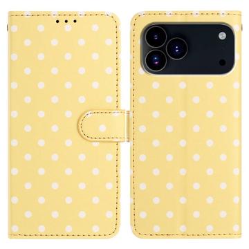 iPhone 17 Pro Max Polka Dot Pattern Wallet Case - Yellow