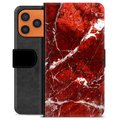 iPhone 17 Pro Max Premium Wallet Case - Red Marble