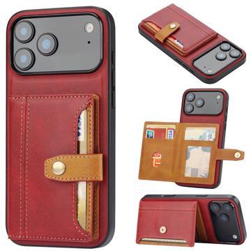 iPhone 17 Pro Max Retro Style Case with Wallet - Red