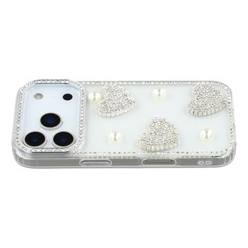 iPhone 17 Pro Max Sparkling Love and Pearl Hybrid Case - Transparent
