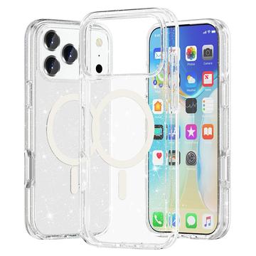 iPhone 17 Pro Max Stylish Glitter Series Hybrid Case - MagSafe Compatible - White