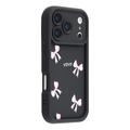 iPhone 17 Pro Max Stylish Shockproof TPU Case with Raised Edges - Black / Bow