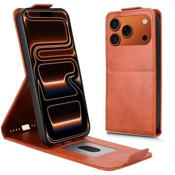iPhone 17 Pro Max Vertical Flip Case with Stand - Brown