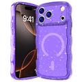 iPhone 17 Pro Max Wave-Edge Laser Glitter MagSafe Case - Translucent Purple