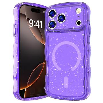 iPhone 17 Pro Max Wave-Edge Laser Glitter MagSafe Case - Translucent Purple