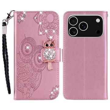 iPhone 17 Pro Owl Rhinestone Wallet Case
