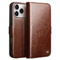 iPhone 17 Pro Qialino Classic Wallet Leather Case - Dark Brown