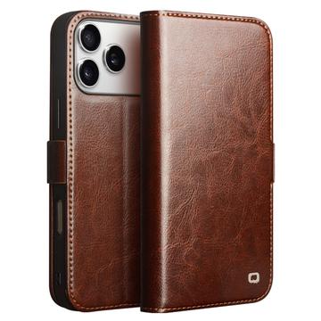 iPhone 17 Pro Qialino Classic Wallet Leather Case - Dark Brown