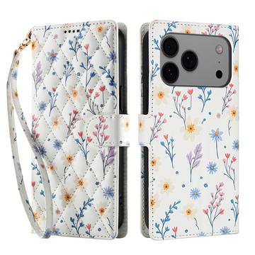 iPhone 17 Pro Rhombic Floral Wallet Case