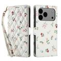 iPhone 17 Pro Rhombic Floral Wallet Case - Roses