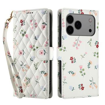 iPhone 17 Pro Rhombic Floral Wallet Case - Roses