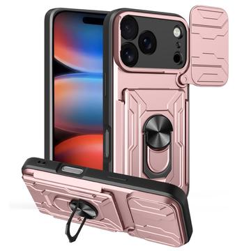 iPhone 17 Pro Rotary Ring Hybrid Case with Camera Shield - Rose Gold