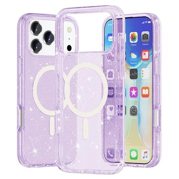 iPhone 17 Pro Stylish Glitter Series Hybrid Case - MagSafe Compatible - Purple