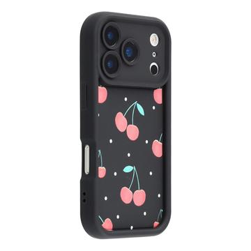 iPhone 17 Pro Stylish Shockproof TPU Case with Raised Edges - Black / Cherries