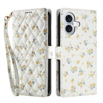 iPhone 17 Rhombic Floral Wallet Case - Yellow Flowers
