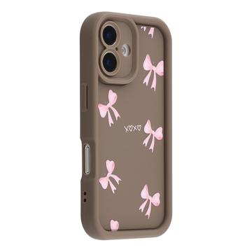 iPhone 17 Stylish Shockproof TPU Case with Raised Edges - Brown / Bow