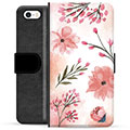 iPhone 5/5S/SE Premium Wallet Case - Pink Flowers