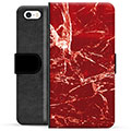 iPhone 5/5S/SE Premium Wallet Case - Red Marble