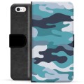 iPhone 5/5S/SE Premium Wallet Case - Blue Camouflage