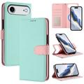 iPhone Air Detachable Wallet Case with MagSafe, RFID Protection & Hand Strap - Mint / Pink