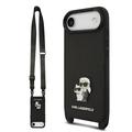 iPhone Air Karl Lagerfeld Saffiano Crossbody Metal Karl & Choupette Case - Black