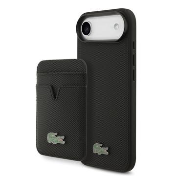 iPhone Air Lacoste Iconic Petit Pique MagSafe Case & Magnetic Card Holder - Black