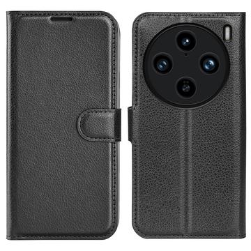 vivo X100 Pro Wallet Case with Magnetic Closure - Black