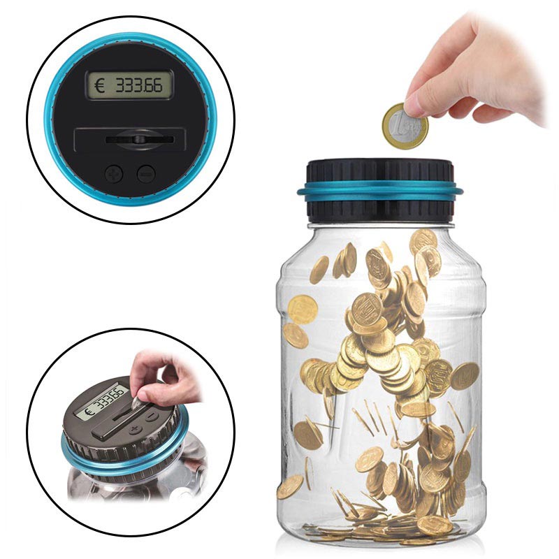 Vinsani® Digital Piggy Bank Counter Automatic UK Coin Counting Jar Money Box 