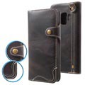 Samsung Galaxy S9 Retro Wallet Leather Case - Black