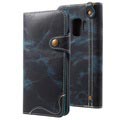 Samsung Galaxy S9 Retro Wallet Leather Case - Blue